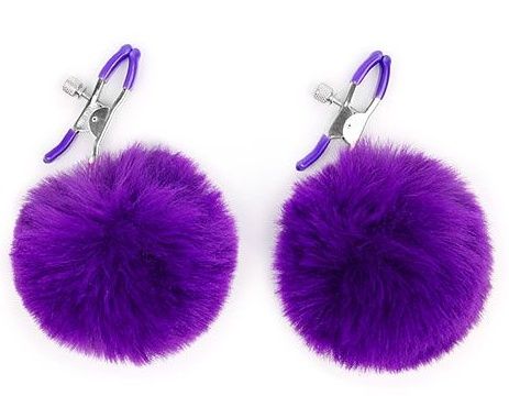 Зажимы для сосков с фиолетовым пушком - Notabu - купить с доставкой в Балаково