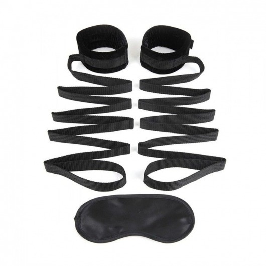 Чёрные манжеты для фиксации на кровати Bondage Bed Strap - Lux Fetish - купить с доставкой в Балаково