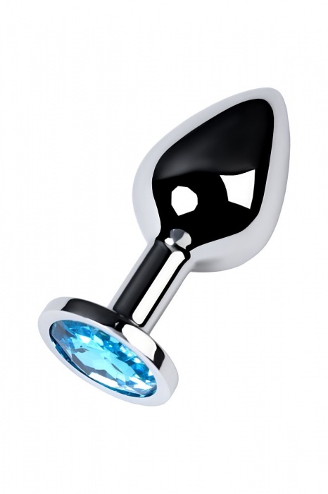 Серебристая конусовидная анальная пробка с голубым кристаллом - 8 см. - ToyFa - купить с доставкой в Балаково