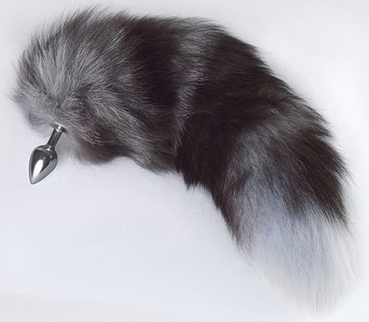 Серебристая анальная пробка с пушистым хвостом - Sitabella - купить с доставкой в Балаково