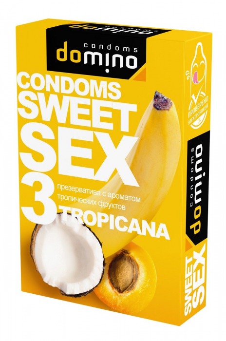 Презервативы для орального секса DOMINO Sweet Sex с ароматом тропических фруктов - 3 шт. - Domino - купить с доставкой в Балаково