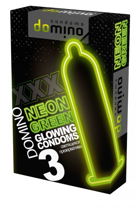 Презервативы DOMINO Neon Green со светящимся в темноте кончиком - 3 шт. - Domino - купить с доставкой в Балаково