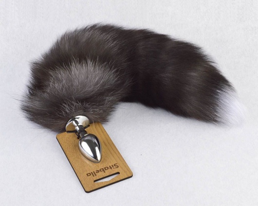 Серебристая анальная пробка с пушистым хвостиком - Sitabella - купить с доставкой в Балаково