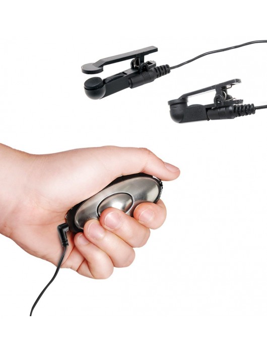 Черные электрические зажимы для сосков Shock Therapy Nipple Clamps - Pipedream - купить с доставкой в Балаково