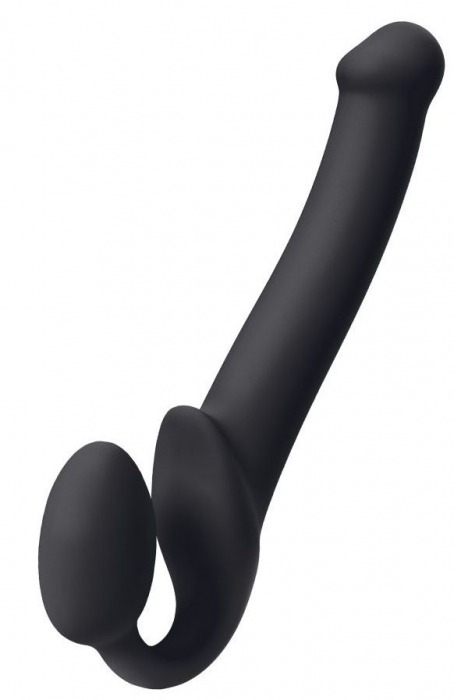 Черный безремневой страпон Silicone Bendable Strap-On M - Strap-on-me - купить с доставкой в Балаково