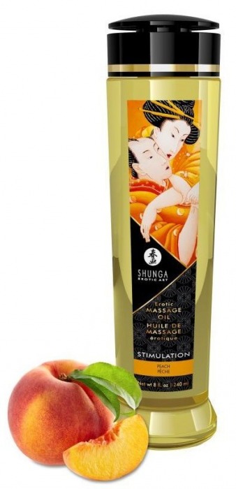 Массажное масло для тела с ароматом персика Stimulation - 240 мл. - Shunga - купить с доставкой в Балаково