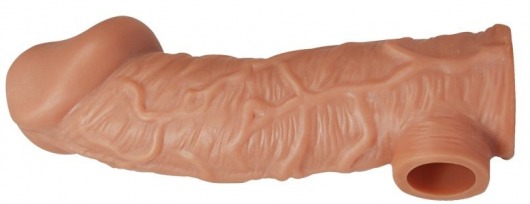 Телесная насадка на фаллос с отверстием для мошонки EXTREME SLEEVE - 17,6 см. - KOKOS - в Балаково купить с доставкой