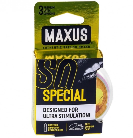 Презервативы с точками и рёбрами в пластиковом кейсе MAXUS Special - 3 шт. - Maxus - купить с доставкой в Балаково