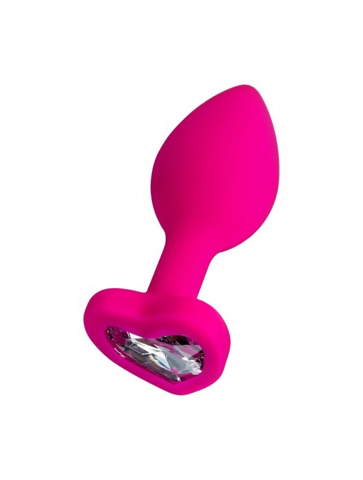 Розовая анальная втулка Diamond Heart с прозрачным кристаллом - 7 см. - ToyFa - купить с доставкой в Балаково