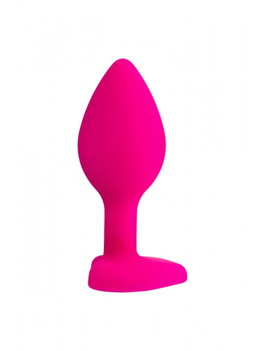 Розовая анальная втулка Diamond Heart с прозрачным кристаллом - 7 см. - ToyFa - купить с доставкой в Балаково