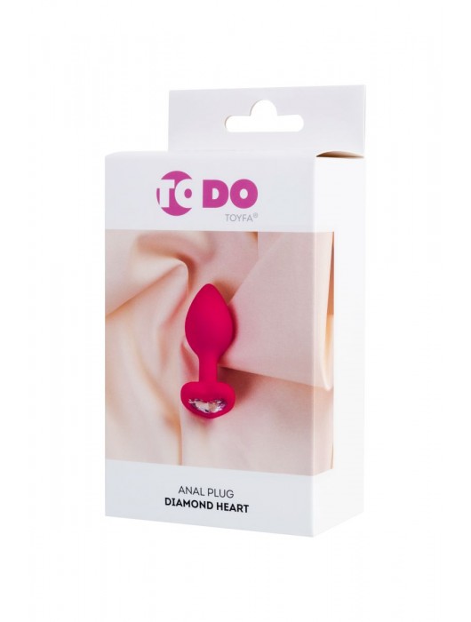 Розовая анальная втулка Diamond Heart с прозрачным кристаллом - 7 см. - ToyFa - купить с доставкой в Балаково