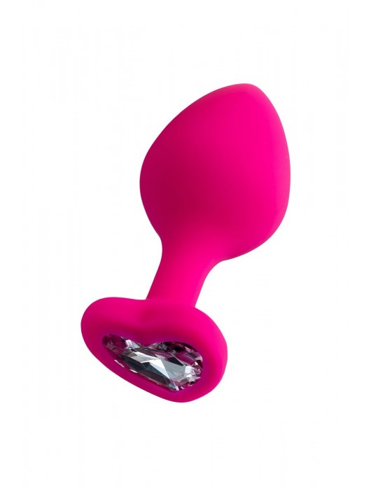 Розовая анальная втулка Diamond Heart с прозрачным кристаллом - 8 см. - ToyFa - купить с доставкой в Балаково