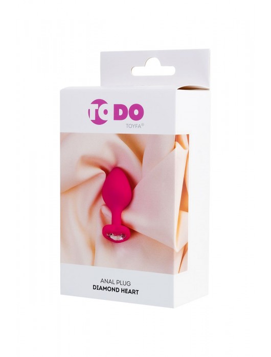 Розовая анальная втулка Diamond Heart с прозрачным кристаллом - 8 см. - ToyFa - купить с доставкой в Балаково