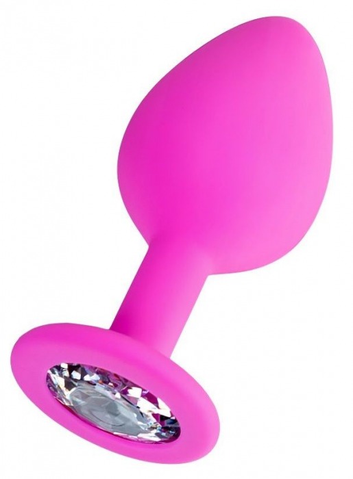 Розовая анальная втулка Brilliant с прозрачным кристаллом - 8 см. - ToyFa - купить с доставкой в Балаково
