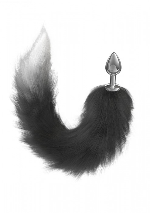 Серебристая анальная пробка с черным хвостом Galaxy - Lola Games - купить с доставкой в Балаково