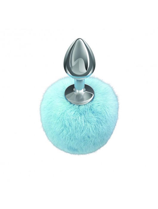 Серебристая анальная пробка с голубым пушистым хвостиком Twinkle - Lola Games - купить с доставкой в Балаково