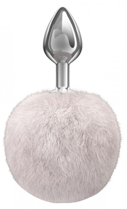 Серебристая анальная пробка с белым пушистым хвостиком Twinkle - Lola Games - купить с доставкой в Балаково