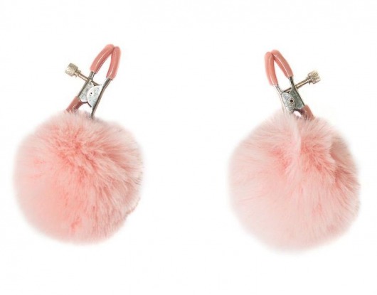 Зажимы на соски Angelic с розовыми меховыми шариками - Lola Games - купить с доставкой в Балаково