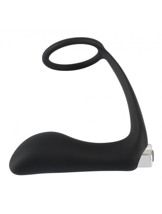 Черное эрекционное кольцо с анальной вибропробкой Vibrating Ring   Plug - Orion - в Балаково купить с доставкой