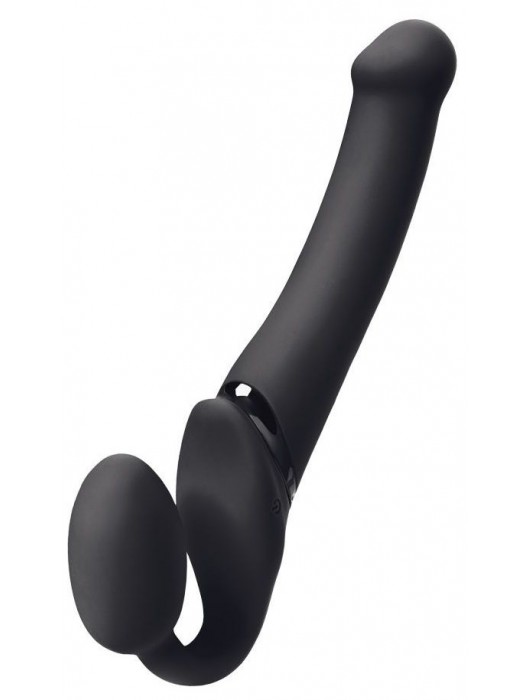 Черный безремневой вибрострапон Silicone Bendable Strap-On M - Strap-on-me - купить с доставкой в Балаково