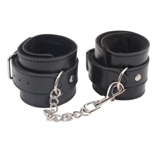 Черные оковы на ноги Obey Me Leather Ankle Cuffs - Chisa - купить с доставкой в Балаково