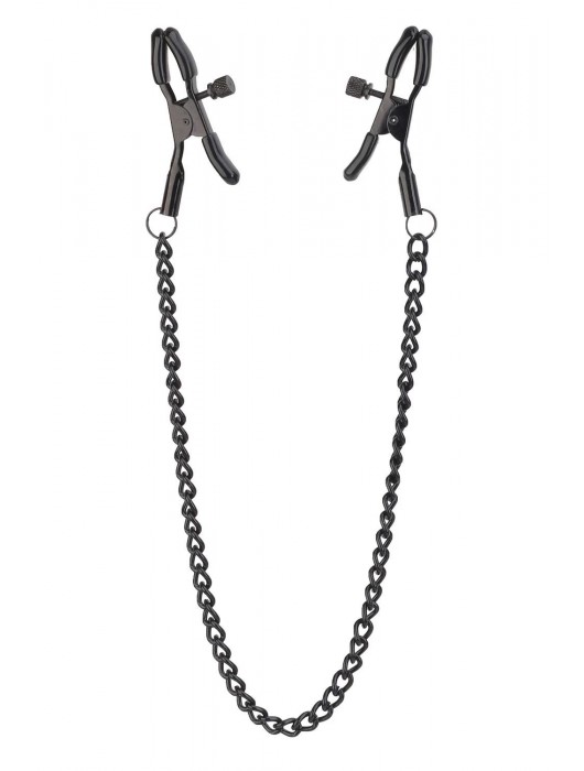 Черные зажимы на соски на цепочке BLAZE DELUXE NIPPLE CLAMPS - Dream Toys - купить с доставкой в Балаково
