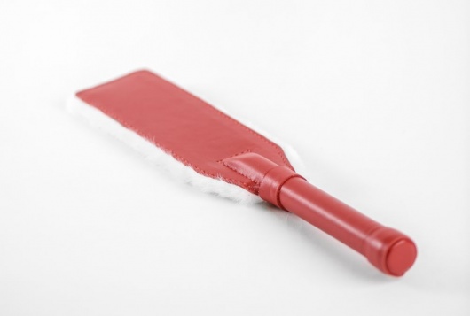 Красно-белая двустороння шлепалка из натуральной кожи и меха - 35 см. - БДСМ Арсенал - купить с доставкой в Балаково