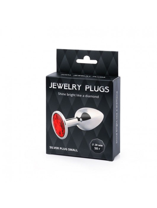 Серебристая анальная пробка с красным стразом - 7,2 см. - Anal Jewelry Plug - купить с доставкой в Балаково