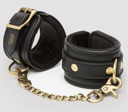 Черные наручники Bound to You Faux Leather Wrist Cuffs - Fifty Shades of Grey - купить с доставкой в Балаково