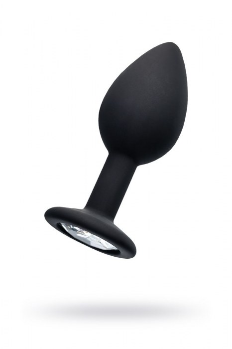 Черная анальная втулка с прозрачным стразом - 7,2 см. - POPO Pleasure - купить с доставкой в Балаково