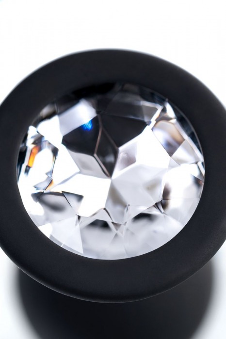 Черная анальная втулка с прозрачным стразом - 7,2 см. - POPO Pleasure - купить с доставкой в Балаково