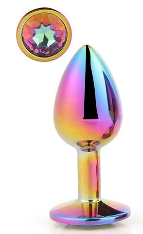 Голографическая анальная втулка с радужным кристаллом - 7,1 см. - Dream Toys - купить с доставкой в Балаково