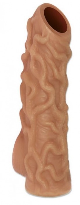 Телесная насадка с венками и открытой головкой Nude Sleeve L - 14 см. - KOKOS - в Балаково купить с доставкой