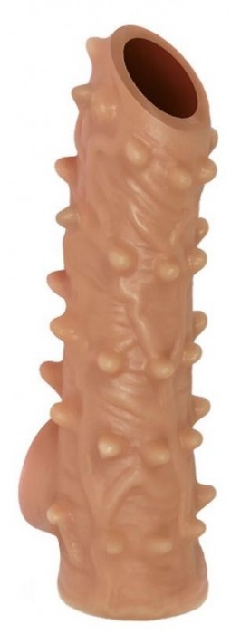 Телесная насадка с шипами и открытой головкой Nude Sleeve L - 14 см. - KOKOS - в Балаково купить с доставкой