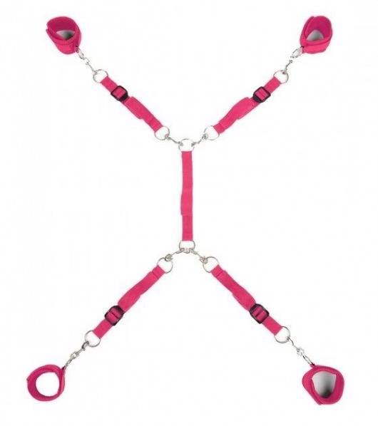 Ярко-розовый набор фиксаций на кровати Classic Bed Spreader - Lux Fetish - купить с доставкой в Балаково