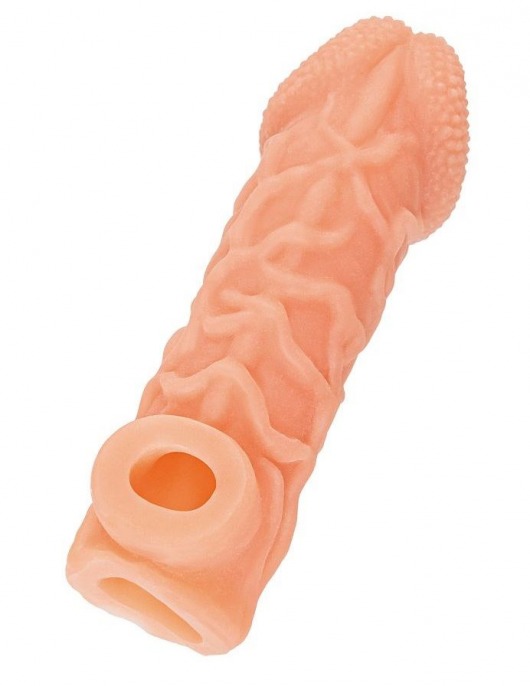 Телесная закрытая насадка с венками Cock Sleeve Size S - 13,8 см. - KOKOS - в Балаково купить с доставкой