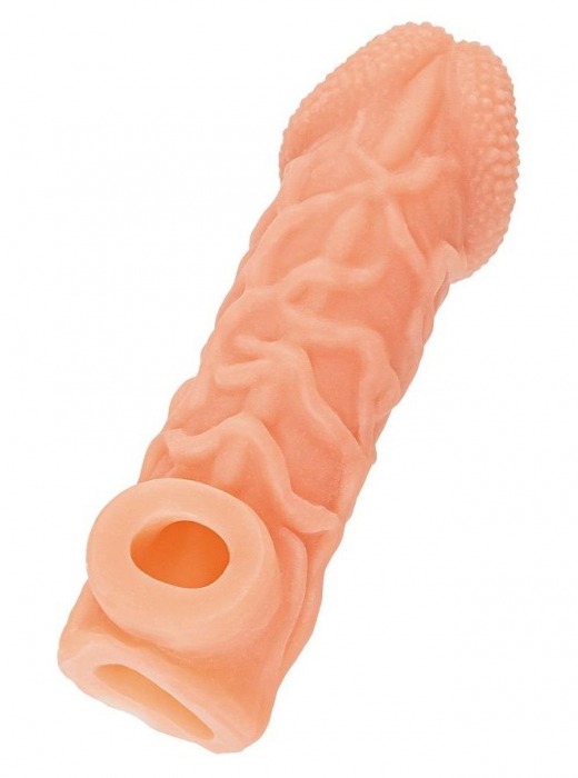 Телесная закрытая насадка с венками Cock Sleeve Size M - 15,6 см. - KOKOS - в Балаково купить с доставкой