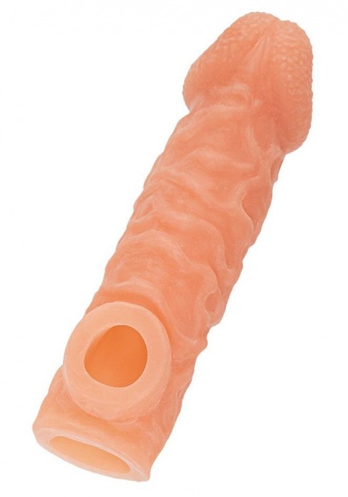 Телесная закрытая насадка с шершавой головкой Cock Sleeve Size L - 17,6 см. - KOKOS - в Балаково купить с доставкой