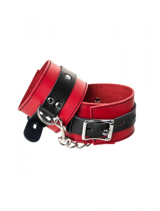 Красно-черные оковы на ноги из кожи - ToyFa - купить с доставкой в Балаково