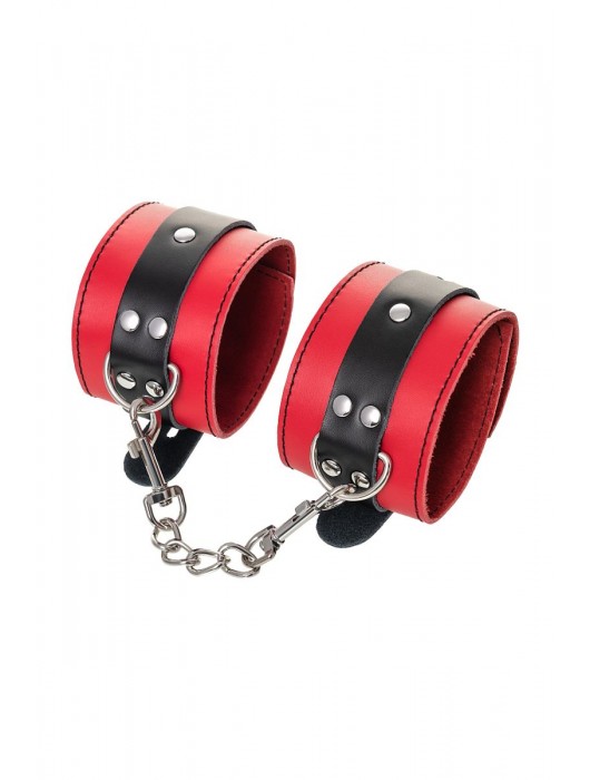 Красно-черные оковы на ноги из кожи - ToyFa - купить с доставкой в Балаково