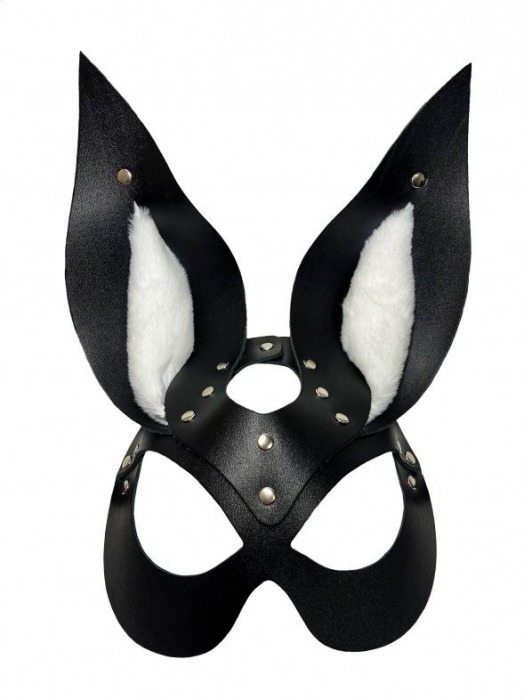 Черная маска зайки с белым мехом на ушках Miss Bunny - БДСМ Арсенал - купить с доставкой в Балаково