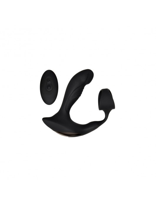 Черный вибромассажер простаты с эрекционным кольцом Strapped   Tapped - Zero Tolerance - в Балаково купить с доставкой