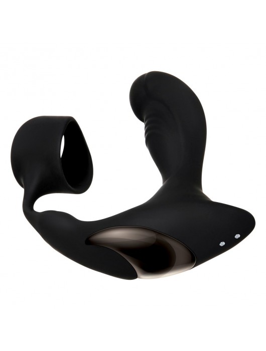 Черный вибромассажер простаты с эрекционным кольцом Strapped   Tapped - Zero Tolerance - в Балаково купить с доставкой