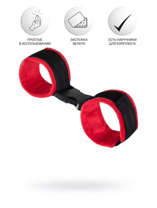Красно-черные велюровые оковы Anonymo - ToyFa - купить с доставкой в Балаково