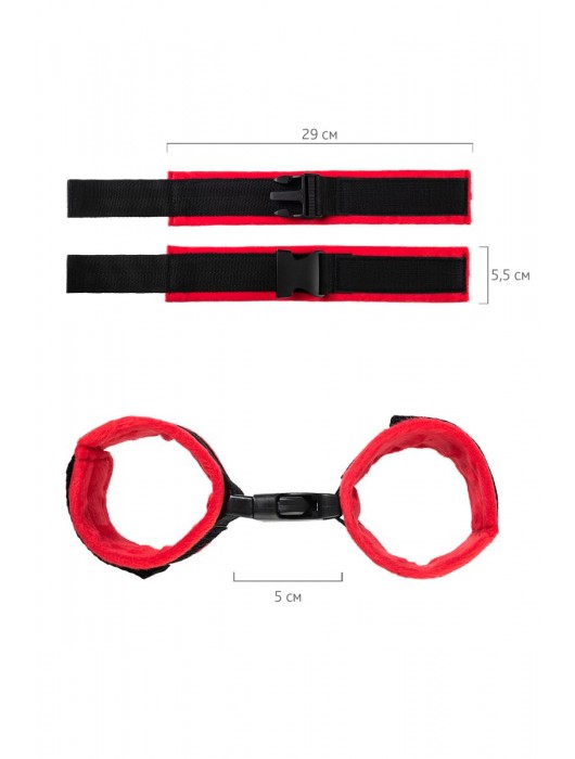 Красно-черные велюровые оковы Anonymo - ToyFa - купить с доставкой в Балаково