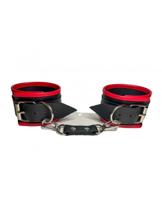 Черно-красные наручники из эко-кожи - БДСМ Арсенал - купить с доставкой в Балаково