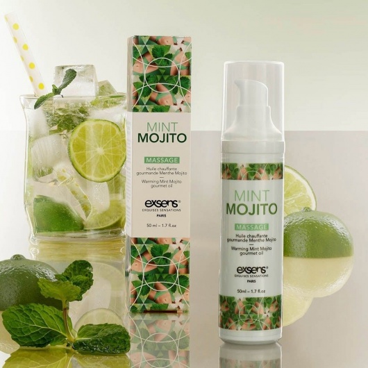Разогревающее массажное масло с ароматом мохито Gourmet Mint Mojito - 50 мл. - Exsens - купить с доставкой в Балаково