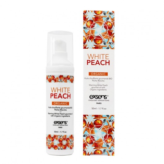 Разогревающее массажное масло Gourmet White Peach Organic с органическими ингредиентами - 50 мл. - Exsens - купить с доставкой в Балаково
