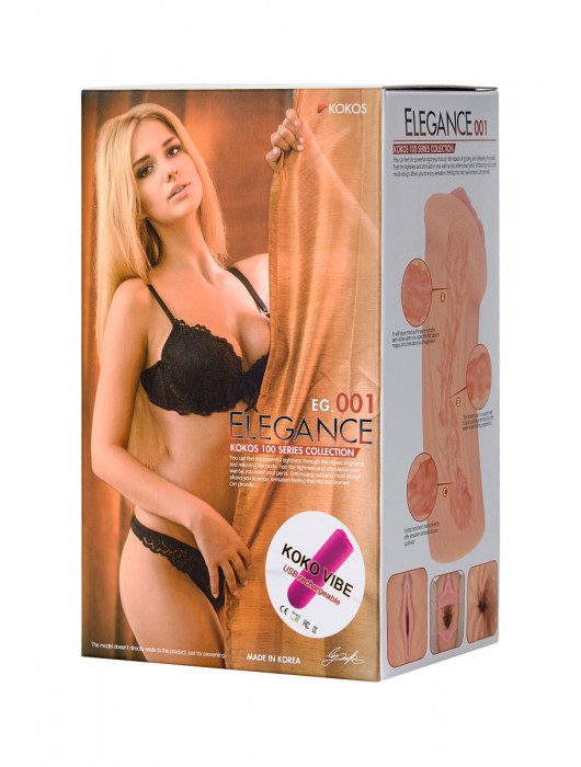 Реалистичный мастурбатор-вагина телесного цвета Elegance.001 с вибрацией - KOKOS - в Балаково купить с доставкой