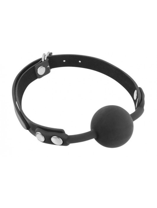 Черный силиконовый кляп-шарик на ремешках - Fetish Tentation - купить с доставкой в Балаково